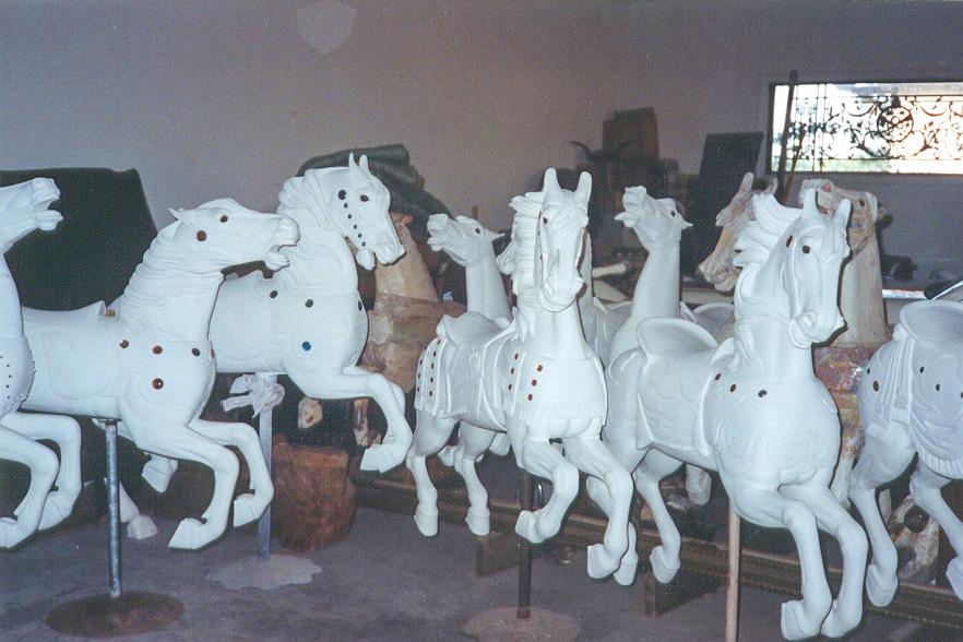 New Carousel horse replicas before painting
